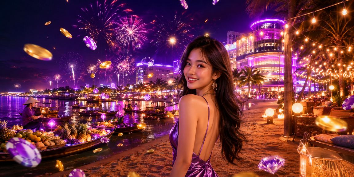 Phòng cược casino Mekong phối cảnh neon